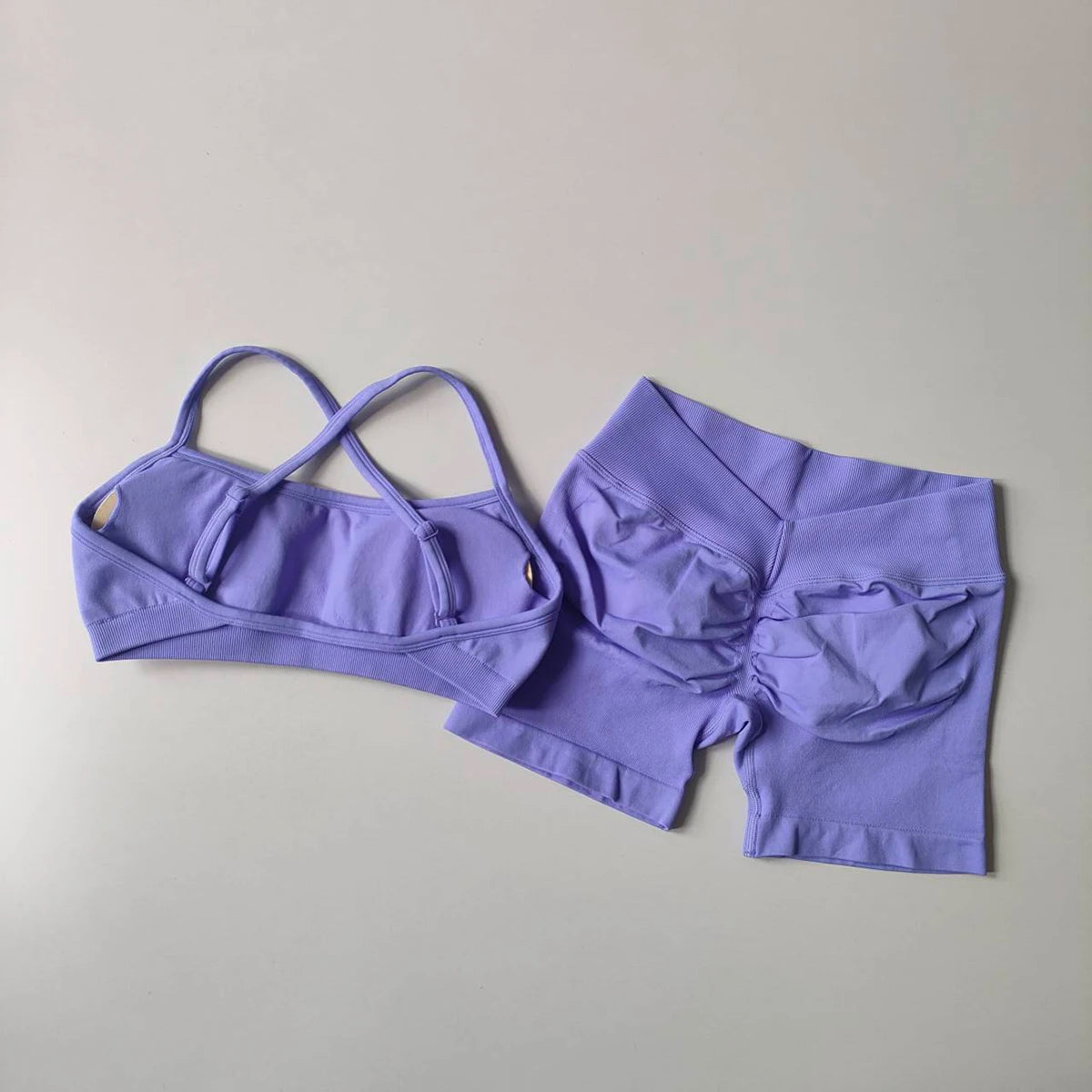 EASYFIT 2-Piece Yoga Suit Seamless Fitness Suit Gym Clothes Sports Bra Impact Shorts Set Workout Set Gym Outfit