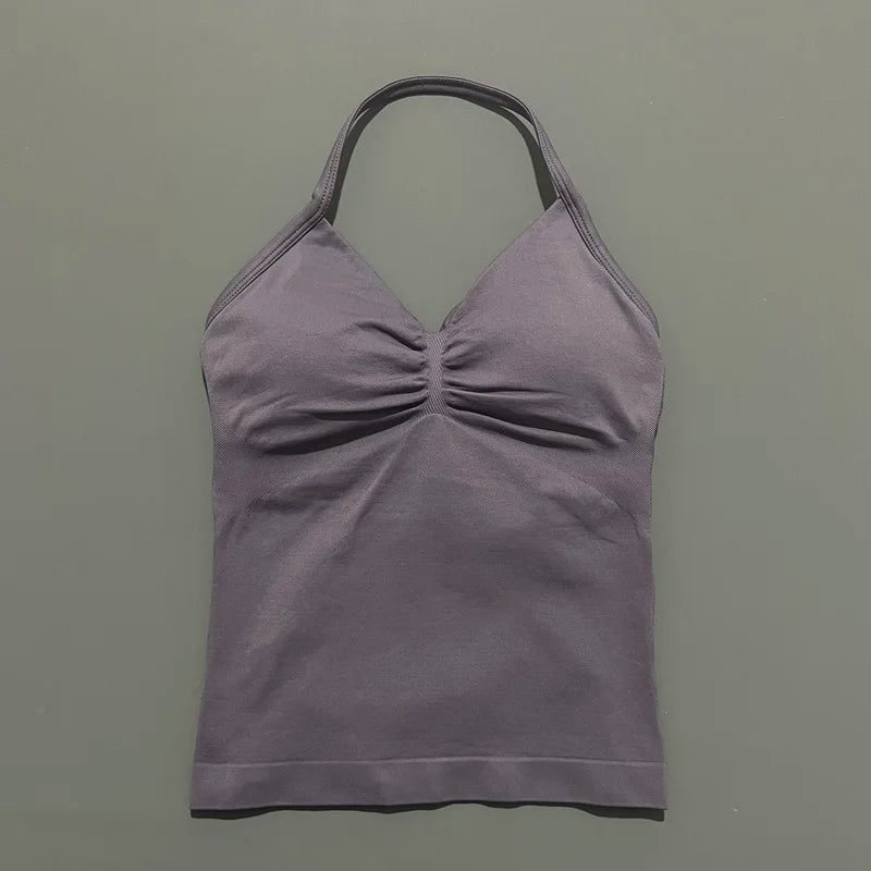 EASYFIT Impact Longline Strappy Top Sports Yoga Vest Women Fitness Tank Top Gym Beautiful Open Back Bra Running Workout Halter