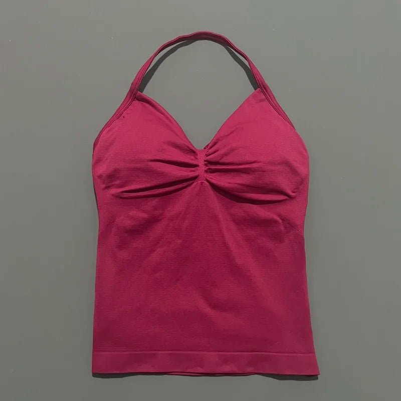 EASYFIT Impact Longline Strappy Top Sports Yoga Vest Women Fitness Tank Top Gym Beautiful Open Back Bra Running Workout Halter