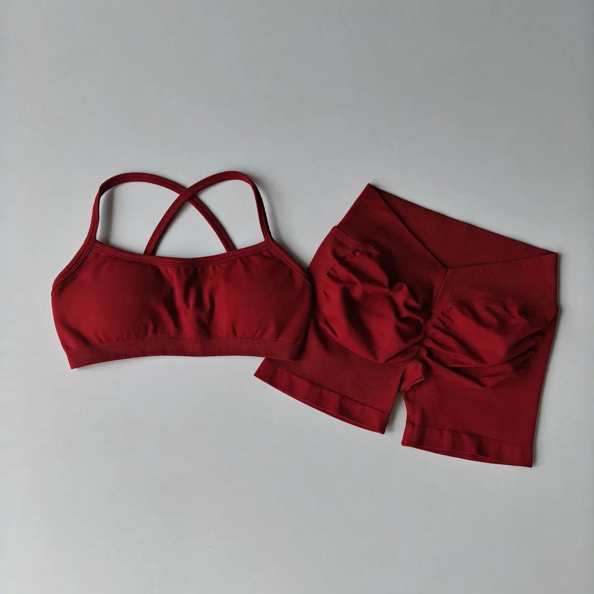 EASYFIT 2-Piece Yoga Suit Seamless Fitness Suit Gym Clothes Sports Bra Impact Shorts Set Workout Set Gym Outfit