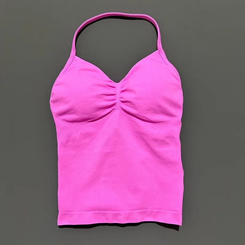 EASYFIT Impact Longline Strappy Top Sports Yoga Vest Women Fitness Tank Top Gym Beautiful Open Back Bra Running Workout Halter
