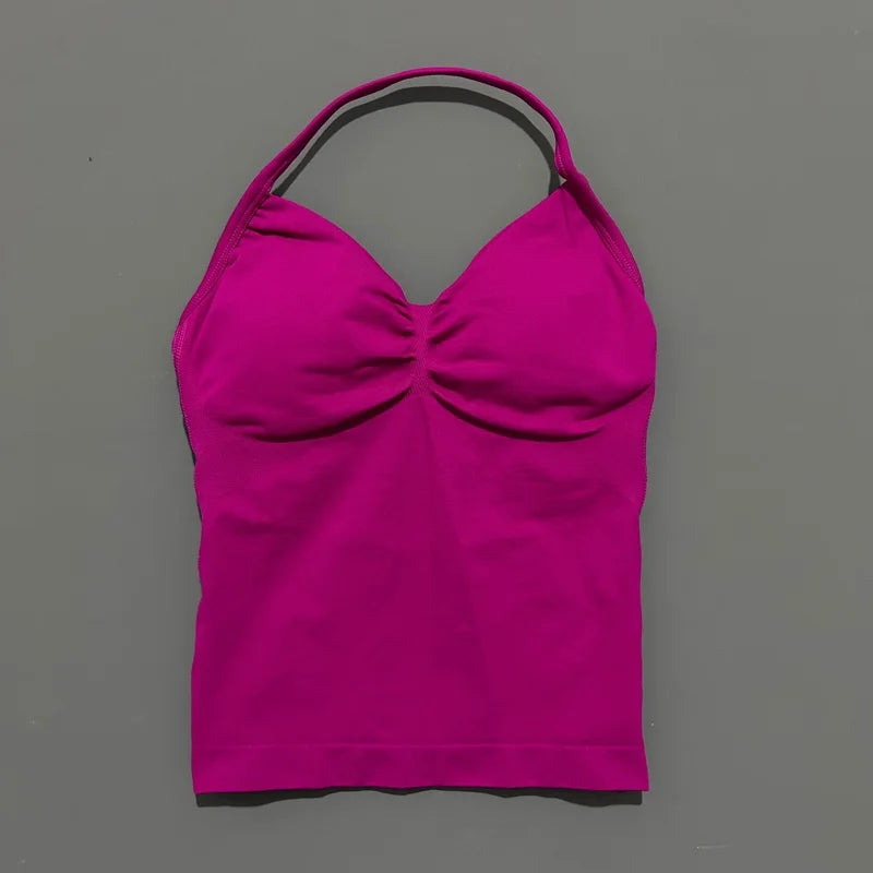 EASYFIT Impact Longline Strappy Top Sports Yoga Vest Women Fitness Tank Top Gym Beautiful Open Back Bra Running Workout Halter