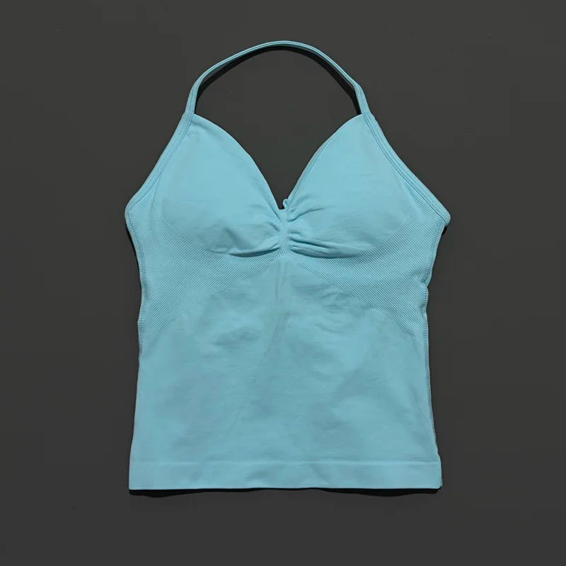 EASYFIT Impact Longline Strappy Top Sports Yoga Vest Women Fitness Tank Top Gym Beautiful Open Back Bra Running Workout Halter