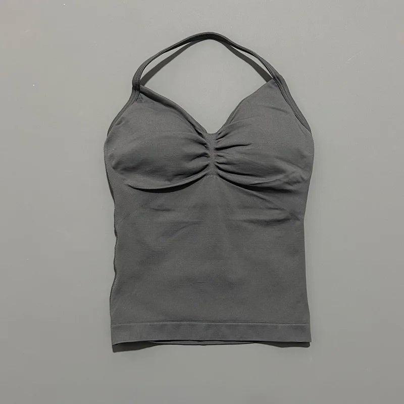 EASYFIT Impact Longline Strappy Top Sports Yoga Vest Women Fitness Tank Top Gym Beautiful Open Back Bra Running Workout Halter