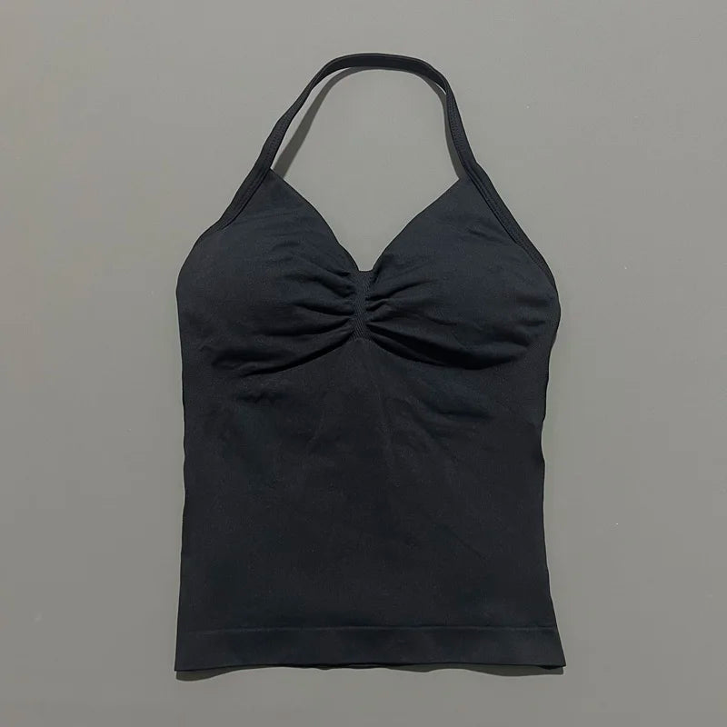 EASYFIT Impact Longline Strappy Top Sports Yoga Vest Women Fitness Tank Top Gym Beautiful Open Back Bra Running Workout Halter