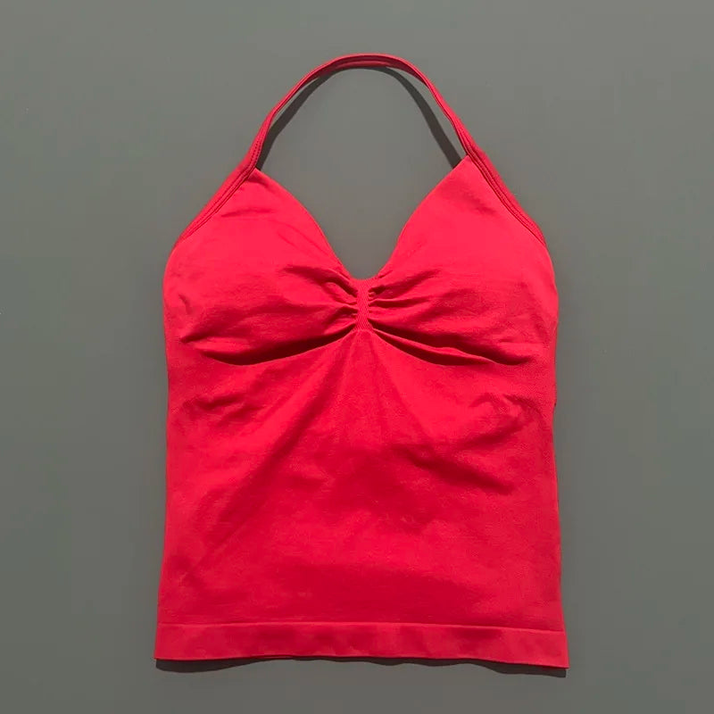 EASYFIT Impact Longline Strappy Top Sports Yoga Vest Women Fitness Tank Top Gym Beautiful Open Back Bra Running Workout Halter