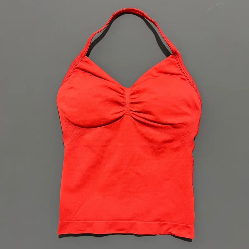 EASYFIT Impact Longline Strappy Top Sports Yoga Vest Women Fitness Tank Top Gym Beautiful Open Back Bra Running Workout Halter