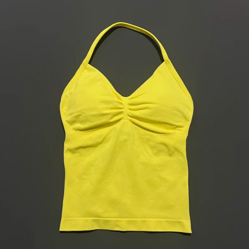 EASYFIT Impact Longline Strappy Top Sports Yoga Vest Women Fitness Tank Top Gym Beautiful Open Back Bra Running Workout Halter