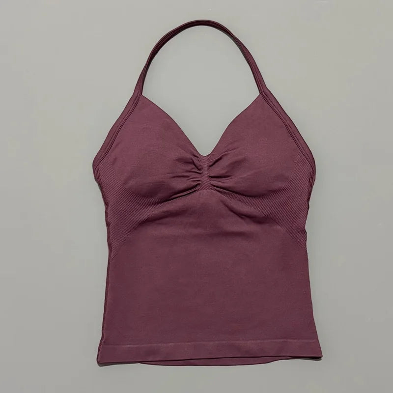 EASYFIT Impact Longline Strappy Top Sports Yoga Vest Women Fitness Tank Top Gym Beautiful Open Back Bra Running Workout Halter