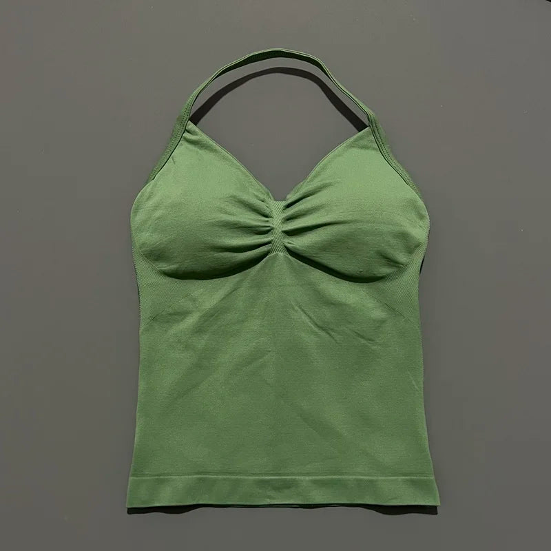 EASYFIT Impact Longline Strappy Top Sports Yoga Vest Women Fitness Tank Top Gym Beautiful Open Back Bra Running Workout Halter