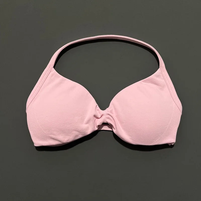 EASYFIT Impact Strappy Bra Gym Top Women High Support Thin Strap Halter Sports Seamless Bras Scrunch Push-up Workout Yoga Tanks