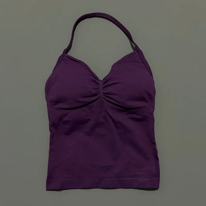 EASYFIT Impact Longline Strappy Top Sports Yoga Vest Women Fitness Tank Top Gym Beautiful Open Back Bra Running Workout Halter