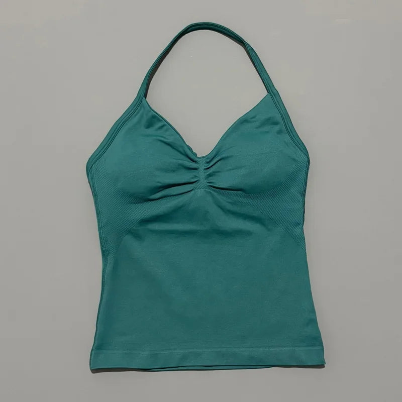 EASYFIT Impact Longline Strappy Top Sports Yoga Vest Women Fitness Tank Top Gym Beautiful Open Back Bra Running Workout Halter