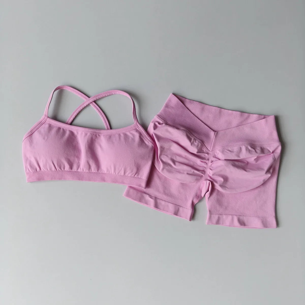 EASYFIT 2-Piece Yoga Suit Seamless Fitness Suit Gym Clothes Sports Bra Impact Shorts Set Workout Set Gym Outfit