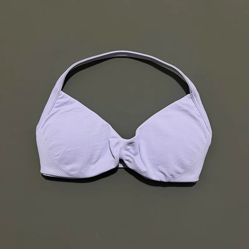 EASYFIT Impact Strappy Bra Gym Top Women High Support Thin Strap Halter Sports Seamless Bras Scrunch Push-up Workout Yoga Tanks