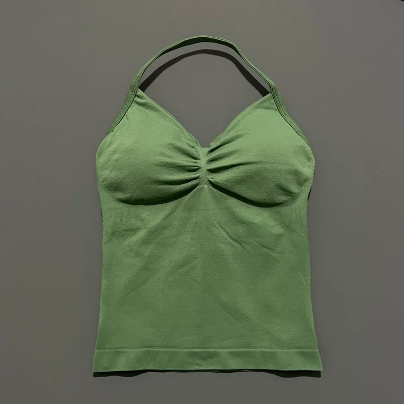 EASYFIT Impact Longline Strappy Top Sports Yoga Vest Women Fitness Tank Top Gym Beautiful Open Back Bra Running Workout Halter