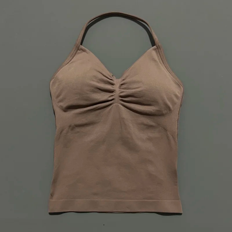 EASYFIT Impact Longline Strappy Top Sports Yoga Vest Women Fitness Tank Top Gym Beautiful Open Back Bra Running Workout Halter