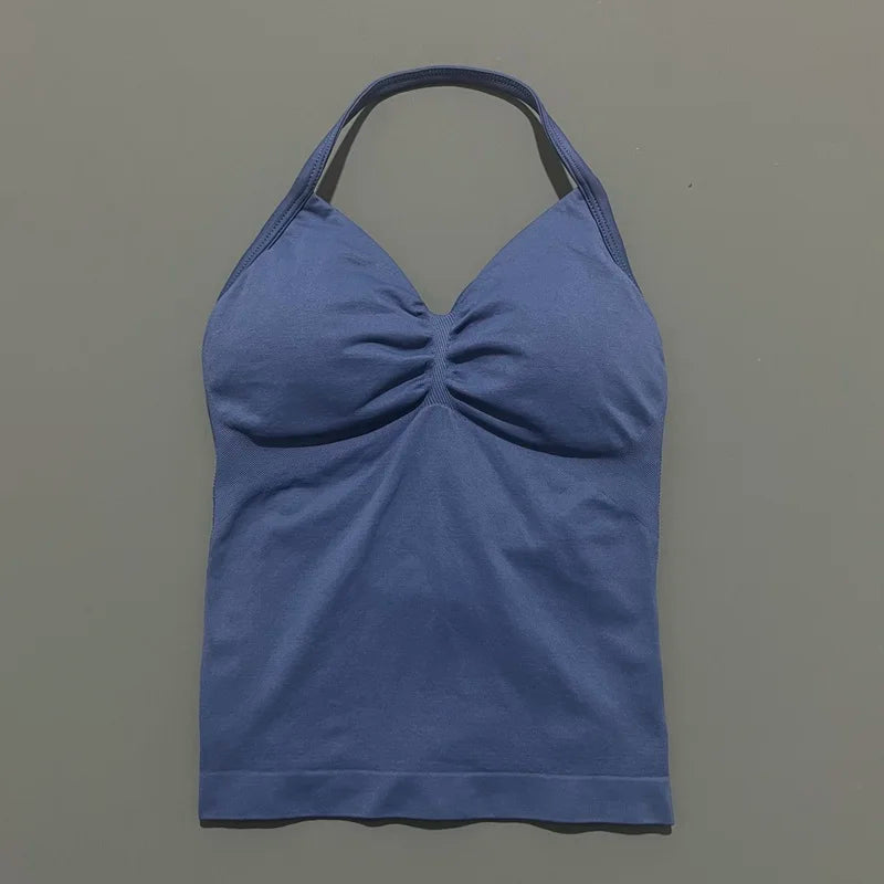 EASYFIT Impact Longline Strappy Top Sports Yoga Vest Women Fitness Tank Top Gym Beautiful Open Back Bra Running Workout Halter
