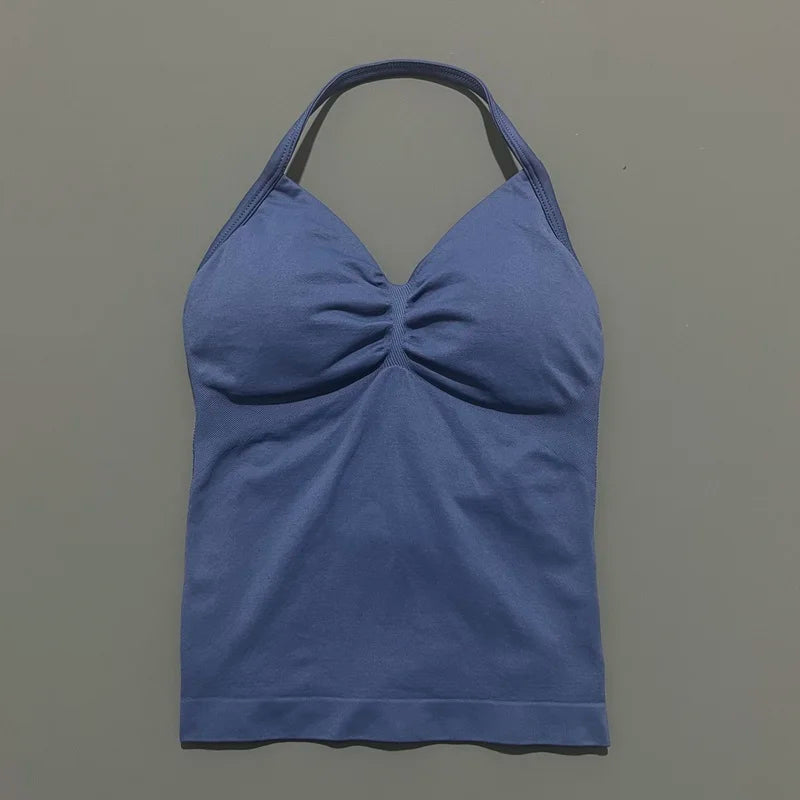 EASYFIT Impact Longline Strappy Top Sports Yoga Vest Women Fitness Tank Top Gym Beautiful Open Back Bra Running Workout Halter