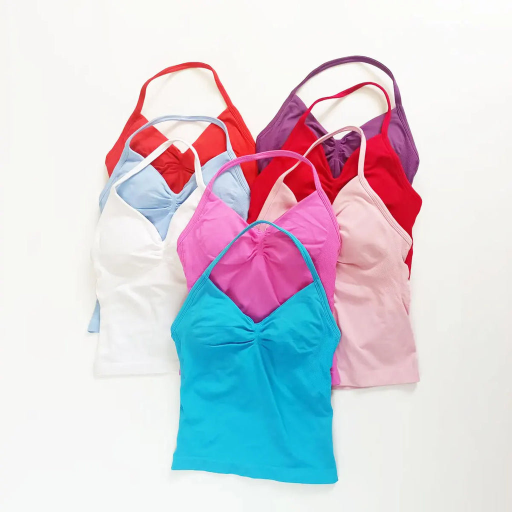 EASYFIT Impact Longline Strappy Top Sports Yoga Vest Women's Fitness Tank Top Gym Beautiful Open Back Bra Running Workout Halter