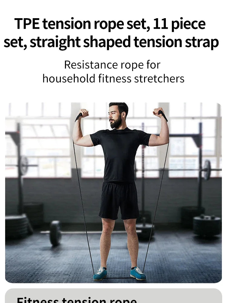 Kit 11 élastiques De Musculation Avec Poignées - Fitness, Gym, Yoga (neuf)