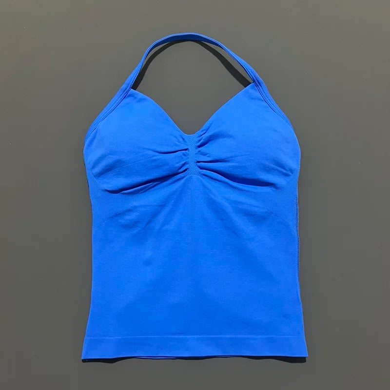 EASYFIT Impact Longline Strappy Top Sports Yoga Vest Women Fitness Tank Top Gym Beautiful Open Back Bra Running Workout Halter