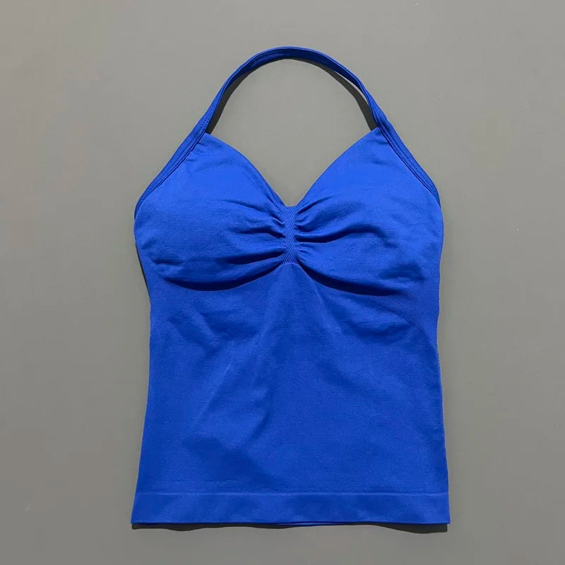EASYFIT Impact Longline Strappy Top Sports Yoga Vest Women Fitness Tank Top Gym Beautiful Open Back Bra Running Workout Halter
