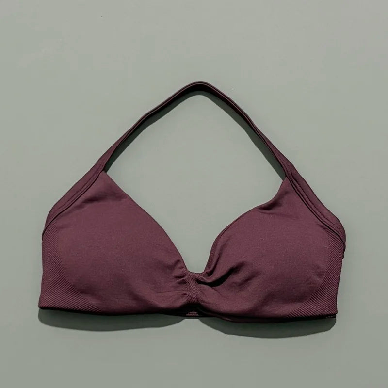 EASYFIT Impact Strappy Bra Gym Top Women High Support Thin Strap Halter Sports Seamless Bras Scrunch Push-up Workout Yoga Tanks