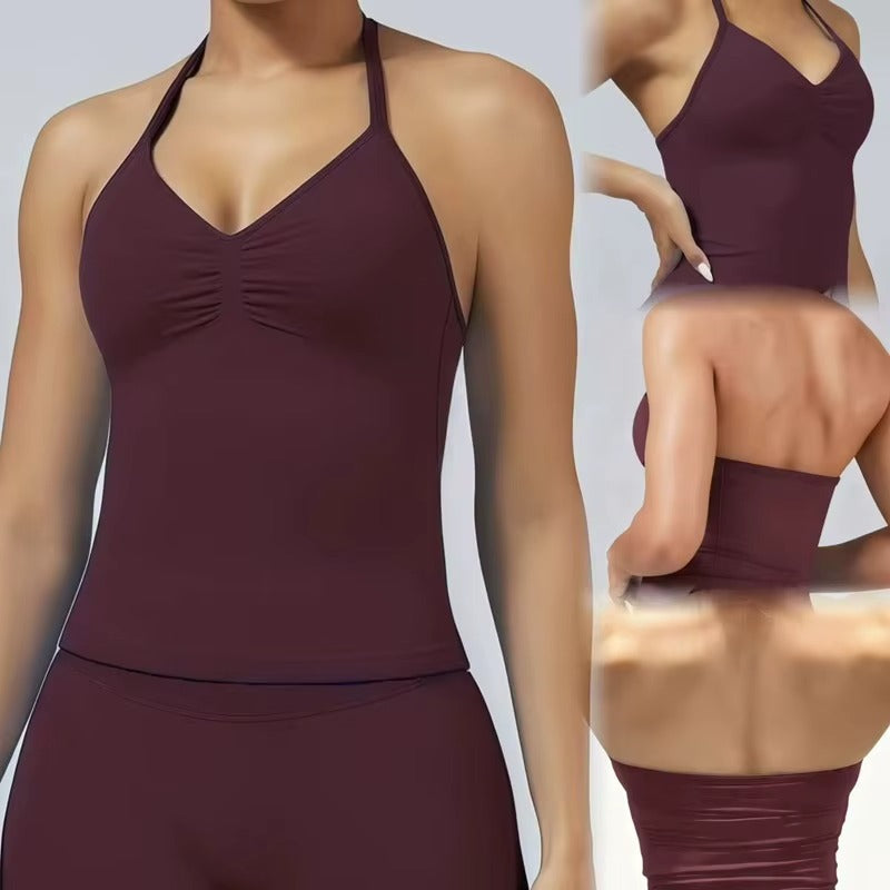 EASYFIT Impact Longline Strappy Top Sports Yoga Vest Women Fitness Tank Top Gym Beautiful Open Back Bra Running Workout Halter