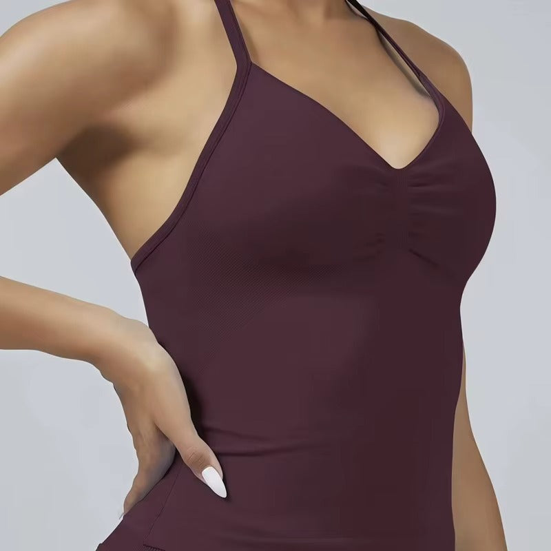 EASYFIT Impact Longline Strappy Top Sports Yoga Vest Women Fitness Tank Top Gym Beautiful Open Back Bra Running Workout Halter